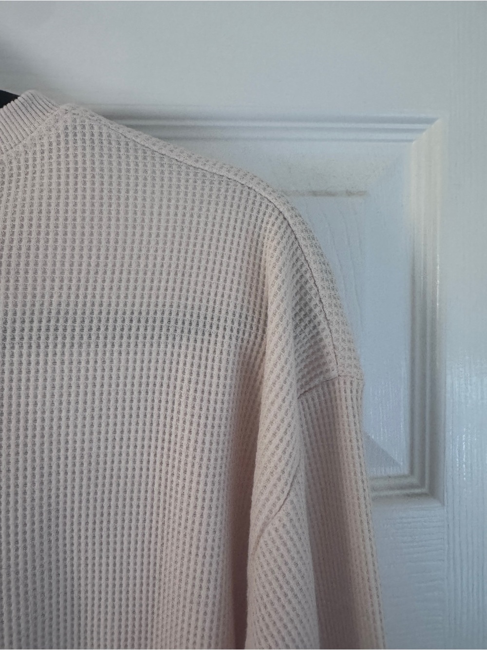 Waffle-Knit Long Sleeve Top Cropped for Women Staple Shirt - Picture 9 of 13